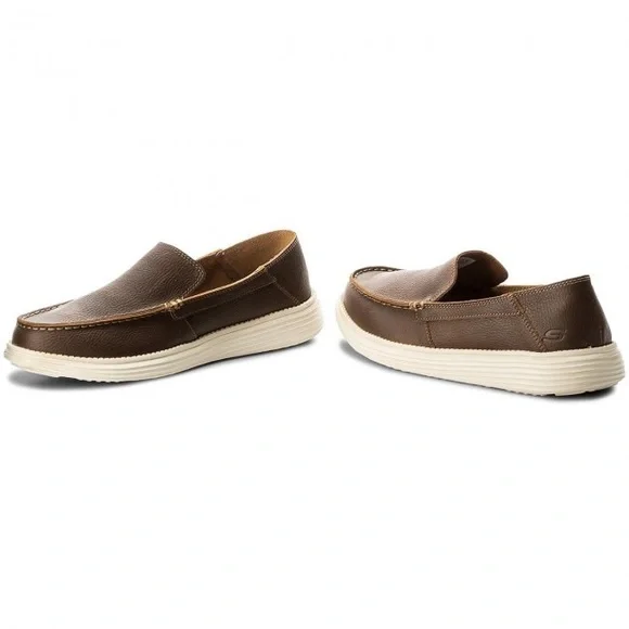 New Skechers STATUS-BRENSON Relaxed Fit Air-Cooled Memory Foam Brown Mens - Picture 14 of 14